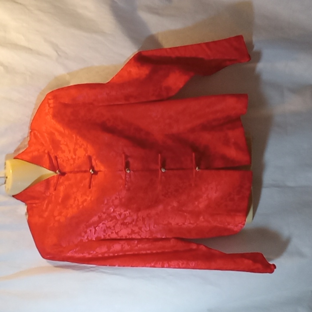 Artistic Palace Womens XL Asian Red Silk Blend Top Jacket